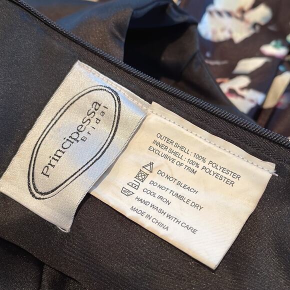 Principessa Bridal Black Printed Hi/Lo Fit & Flare Pleated Dress size 8 - Picture 14 of 15